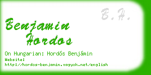 benjamin hordos business card
